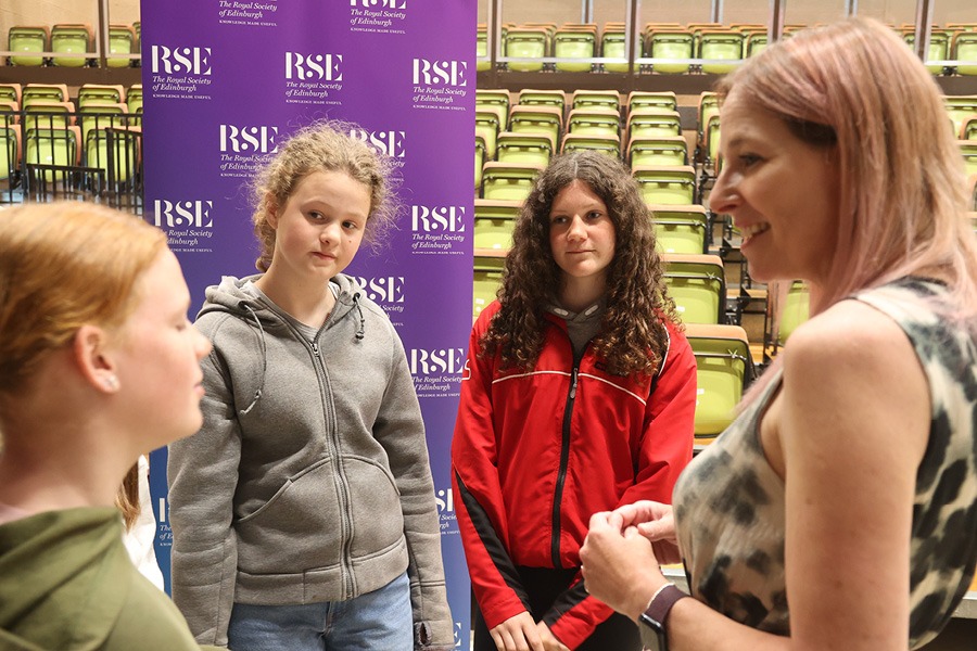 Alice Roberts speaks to pupils at an RSE school talk session